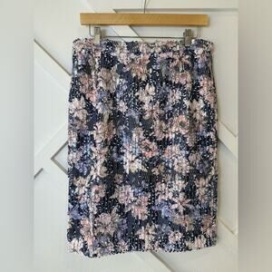 NWT Endless Rose Blue & Pink Floral Sequin Pencil Skirt Size Large